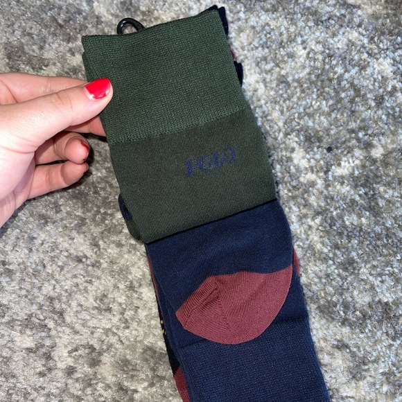 Polo Ralph Lauren Mens Dress Socks 3 Pack Red/Green/Blue - Picture 6 of 8